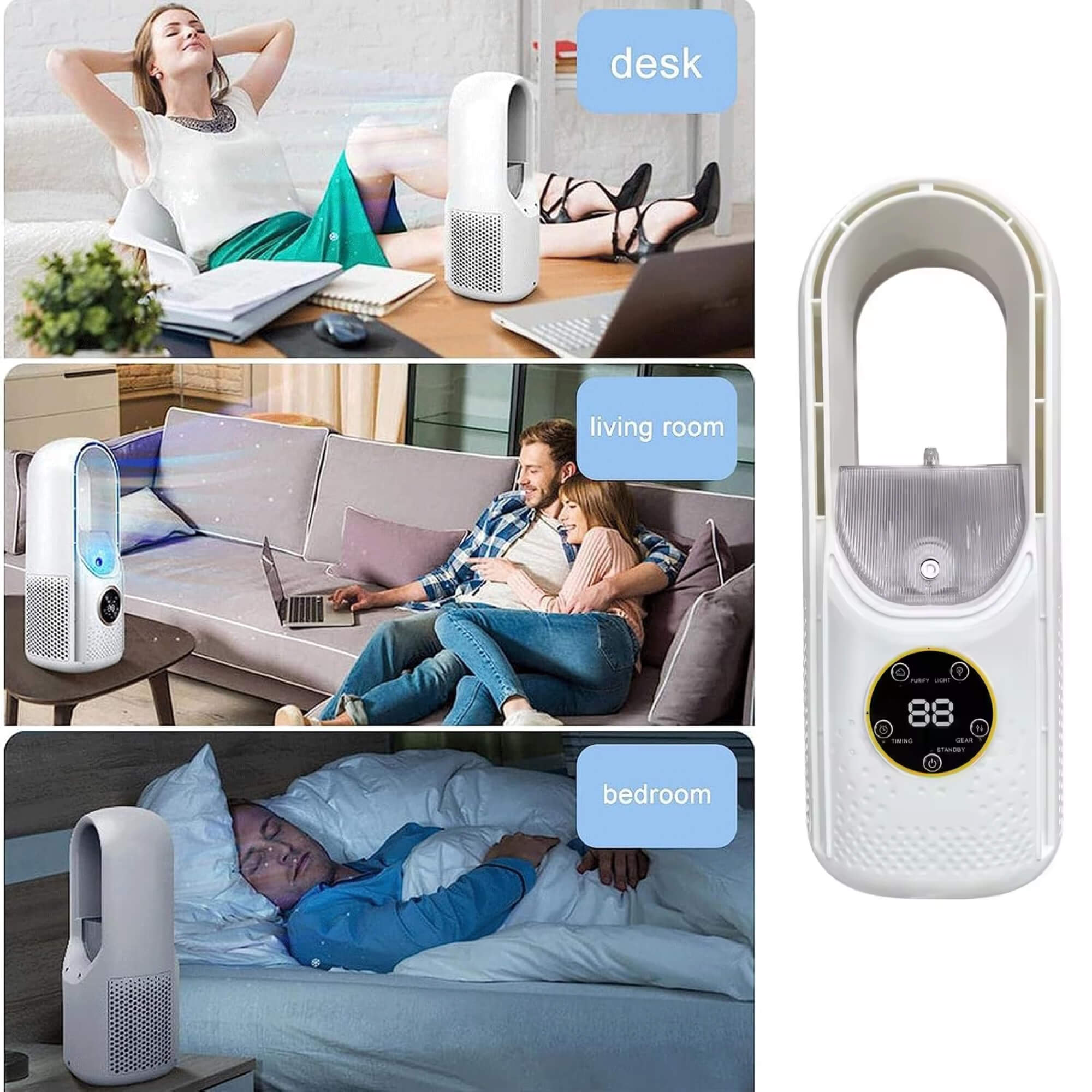 Quiet Bladeless Portable Air Conditioner: Ergonomic Design for Home and Office