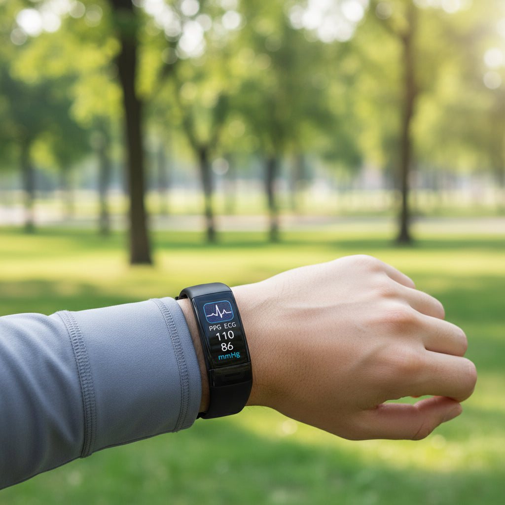 Smart Fitness Armband with Blood Pressure Monitoring, EKG, and Heart Rate Tracking
