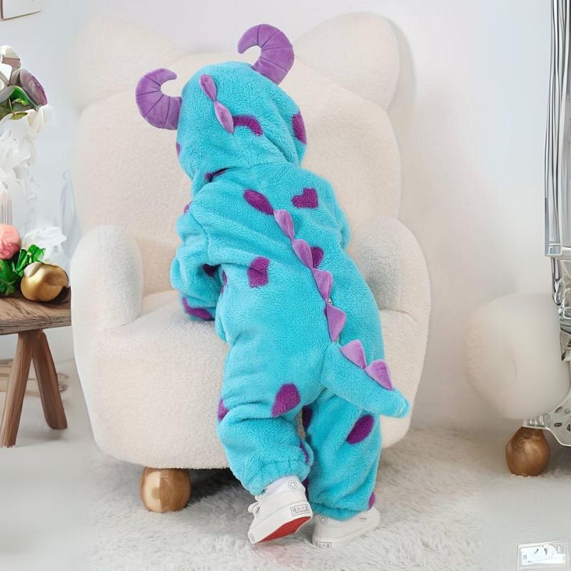 Fluffy Comfort Animal Baby Overall with Zipper Access