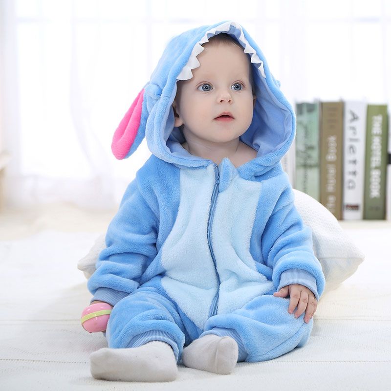 Fluffy Comfort Animal Baby Overall with Zipper Access