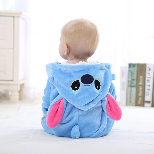 Fluffy Comfort Animal Baby Overall with Zipper Access