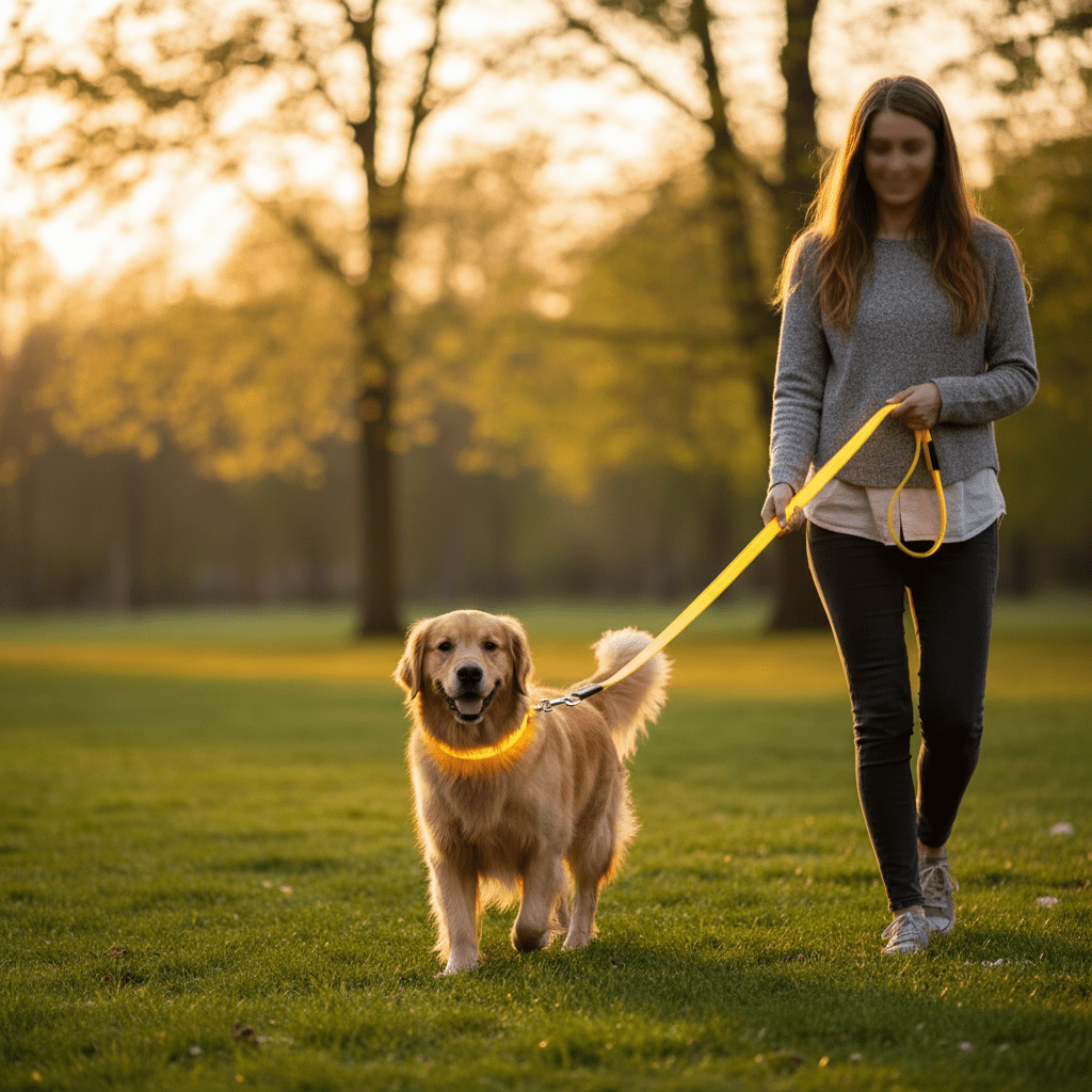 USB Rechargeable LED Dog Leash with Reflective Features