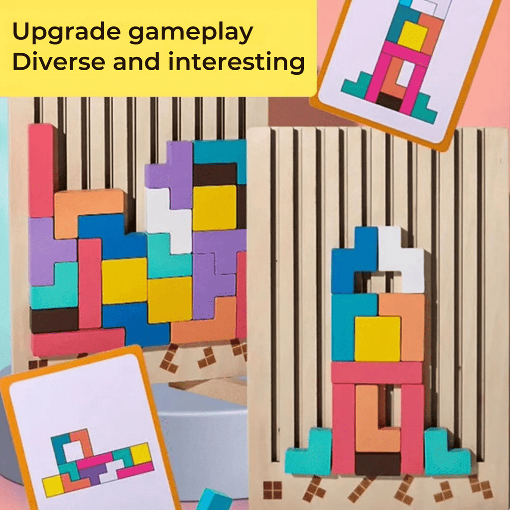 Wooden Tetris Puzzle for Creative Stacking and Logic Development