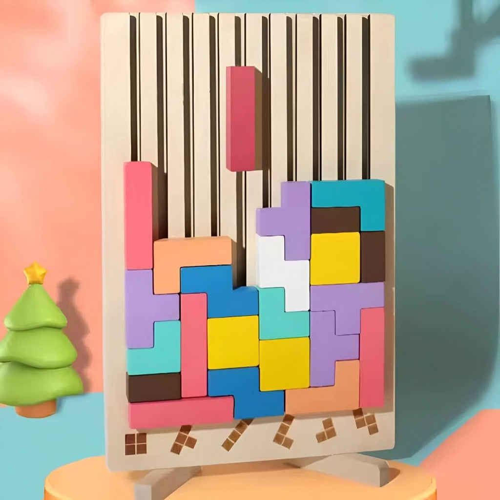 Wooden Tetris Puzzle for Creative Stacking and Logic Development
