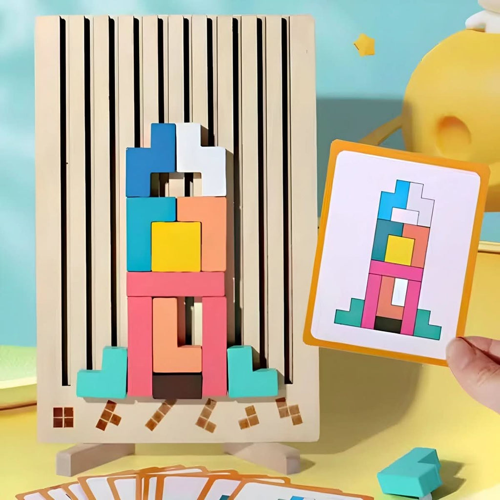 Wooden Tetris Puzzle for Creative Stacking and Logic Development