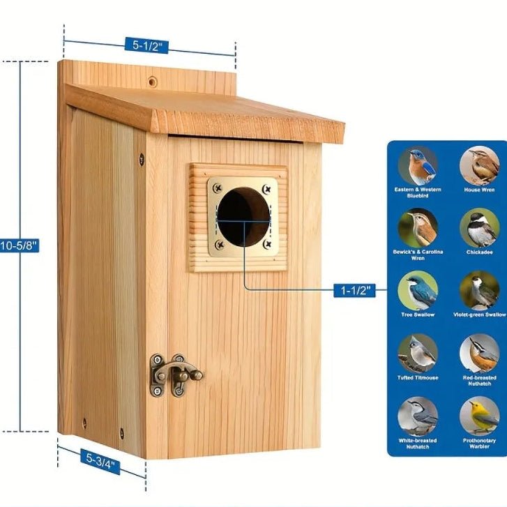Wooden Nesting House for Blue Jays, Swallows, and Small Birds