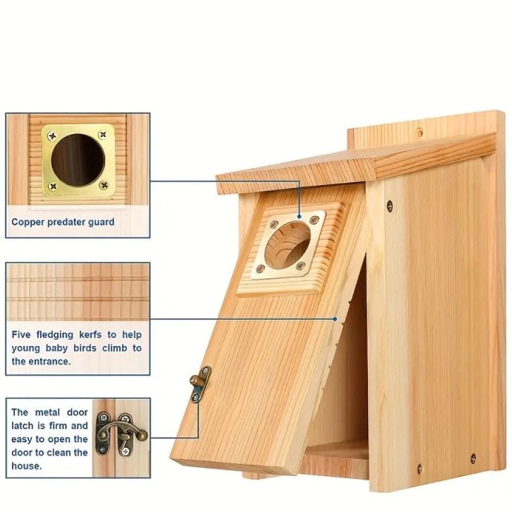 Wooden Nesting House for Blue Jays, Swallows, and Small Birds