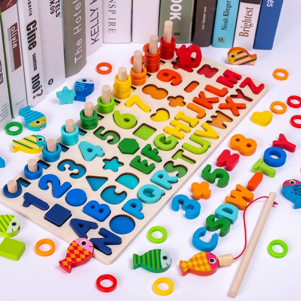 Wooden Educational Learning Board – Interactive Game for Exploring Numbers, Shapes, and Colors