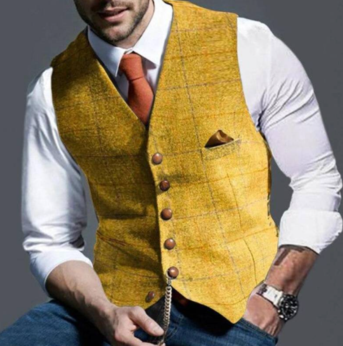 Men's Checkered Pattern Vest | for Weddings and Business