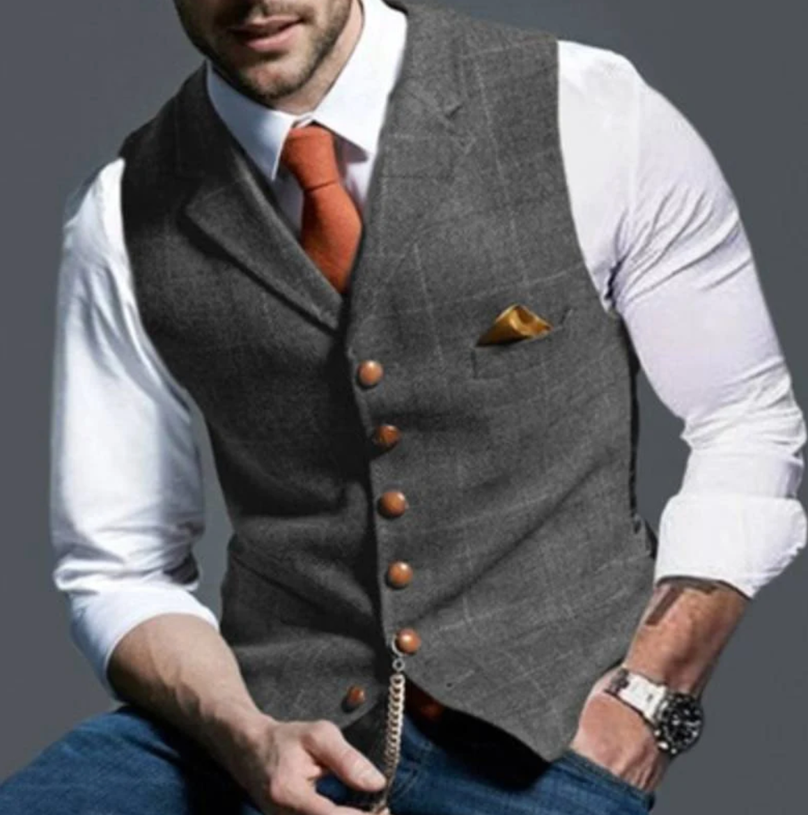 Men's Checkered Pattern Vest | for Weddings and Business