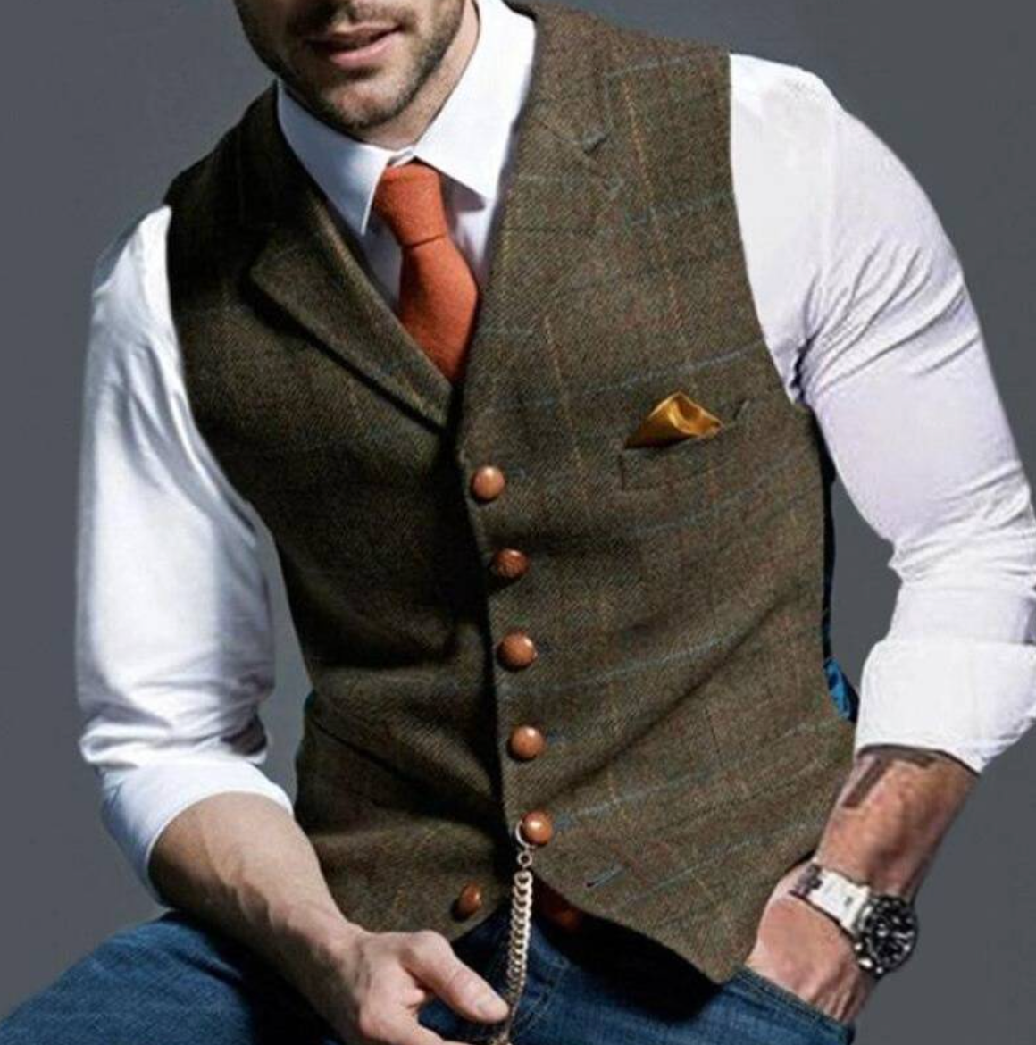 Men's Checkered Pattern Vest | for Weddings and Business