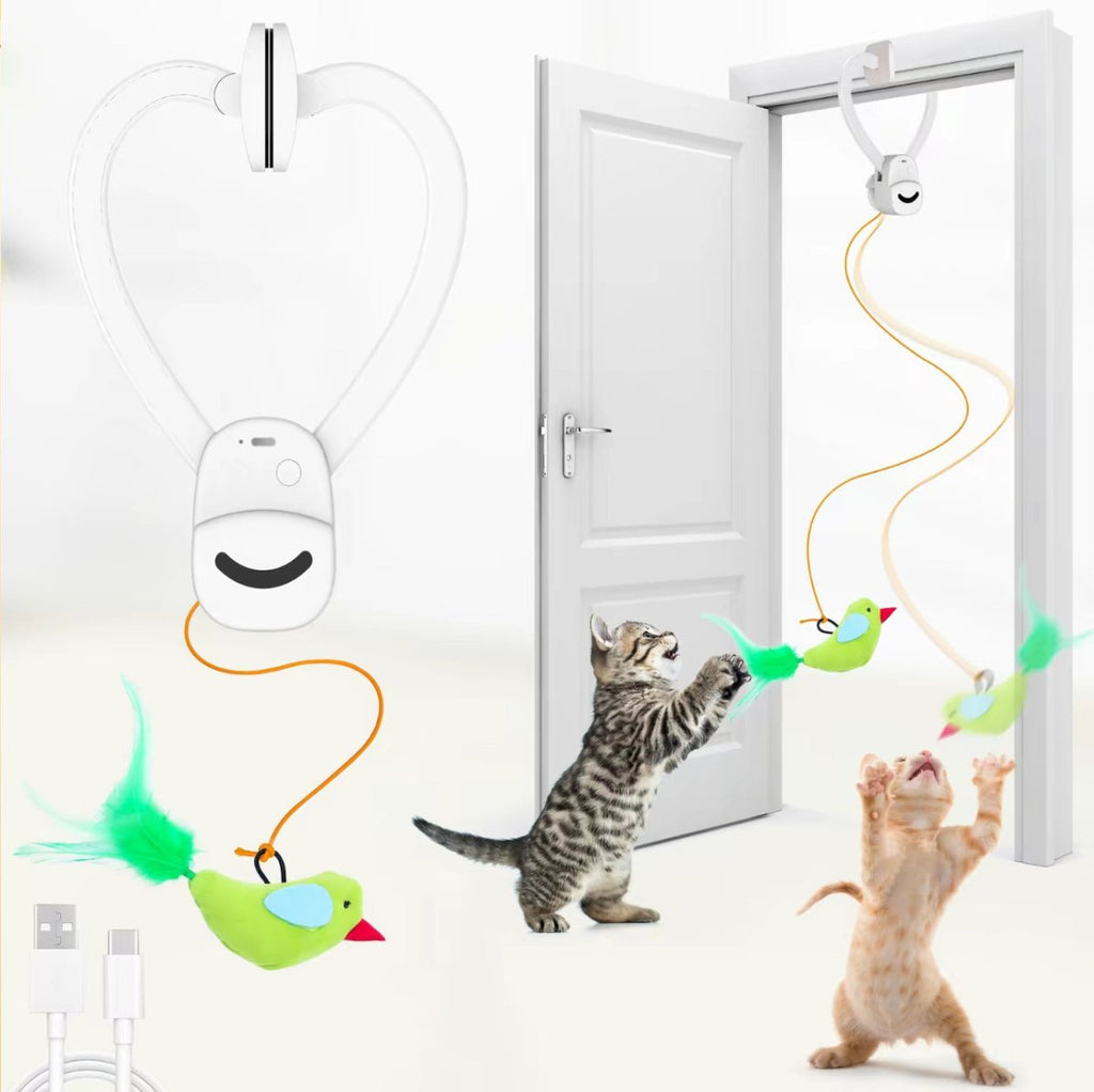 Interactive Motion-Activated Bird Toy for Indoor Cats