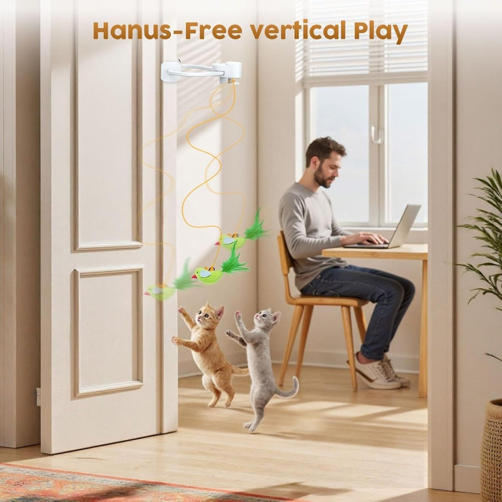 Interactive Motion-Activated Bird Toy for Indoor Cats