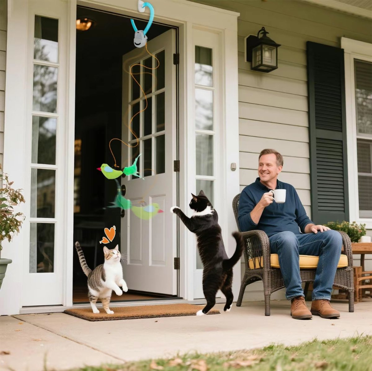 Interactive Motion-Activated Bird Toy for Indoor Cats