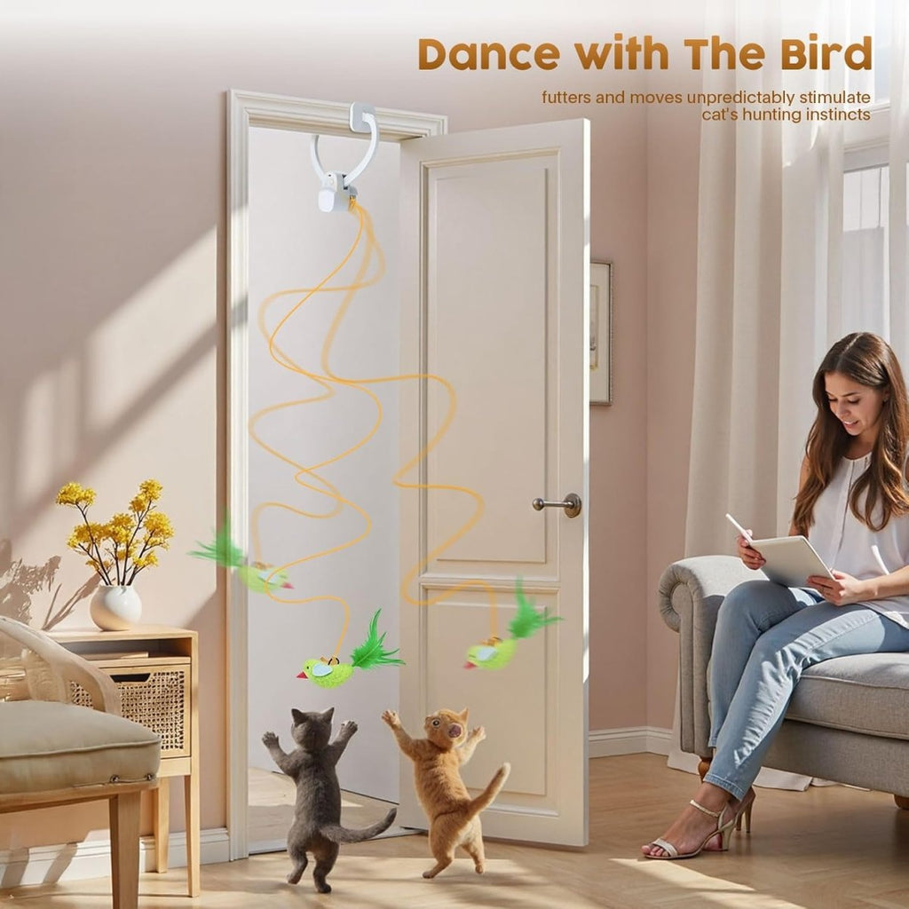 Interactive Motion-Activated Bird Toy for Indoor Cats