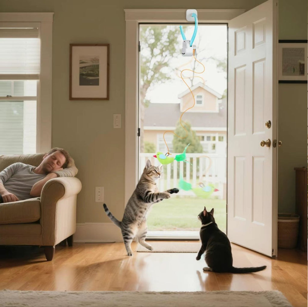 Interactive Motion-Activated Bird Toy for Indoor Cats