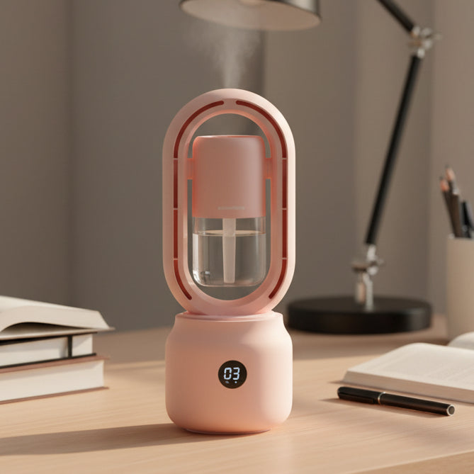 Compact Blade-Free Fan with Humidifier and Night Light for Ultimate Comfort