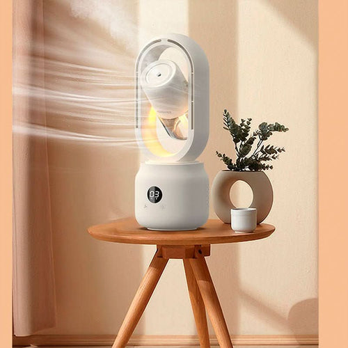 Compact Blade-Free Fan with Humidifier and Night Light for Ultimate Comfort