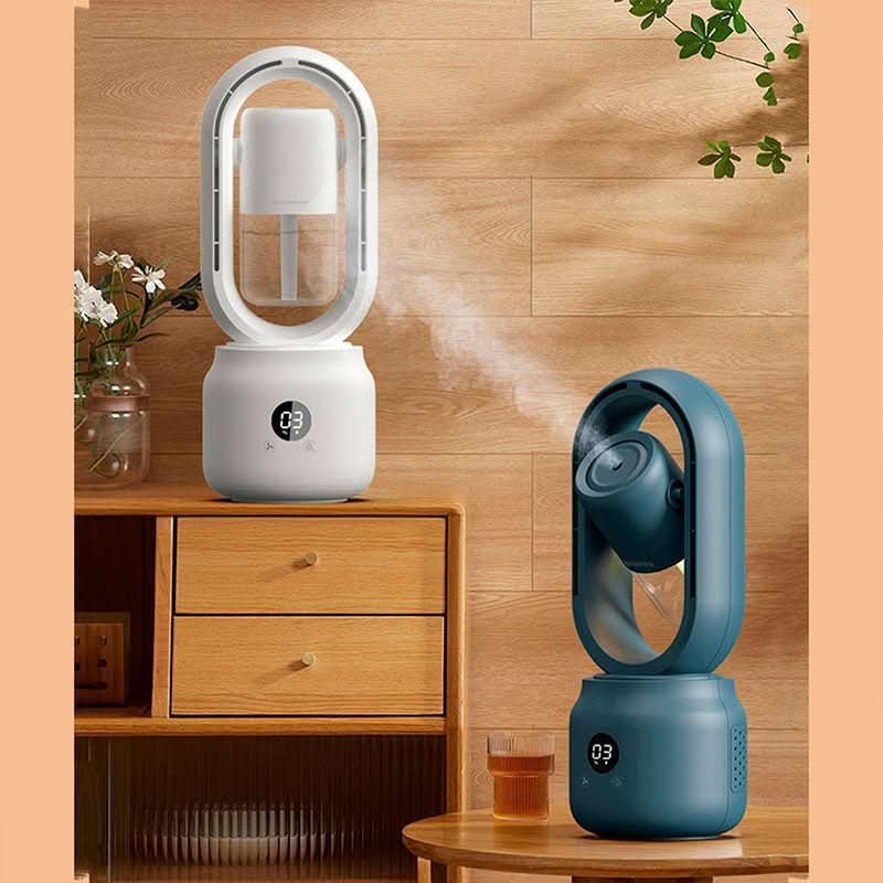 Compact Blade-Free Fan with Humidifier and Night Light for Ultimate Comfort