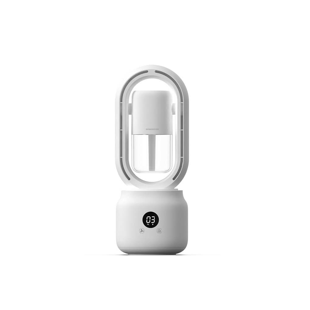 Compact Blade-Free Fan with Humidifier and Night Light for Ultimate Comfort