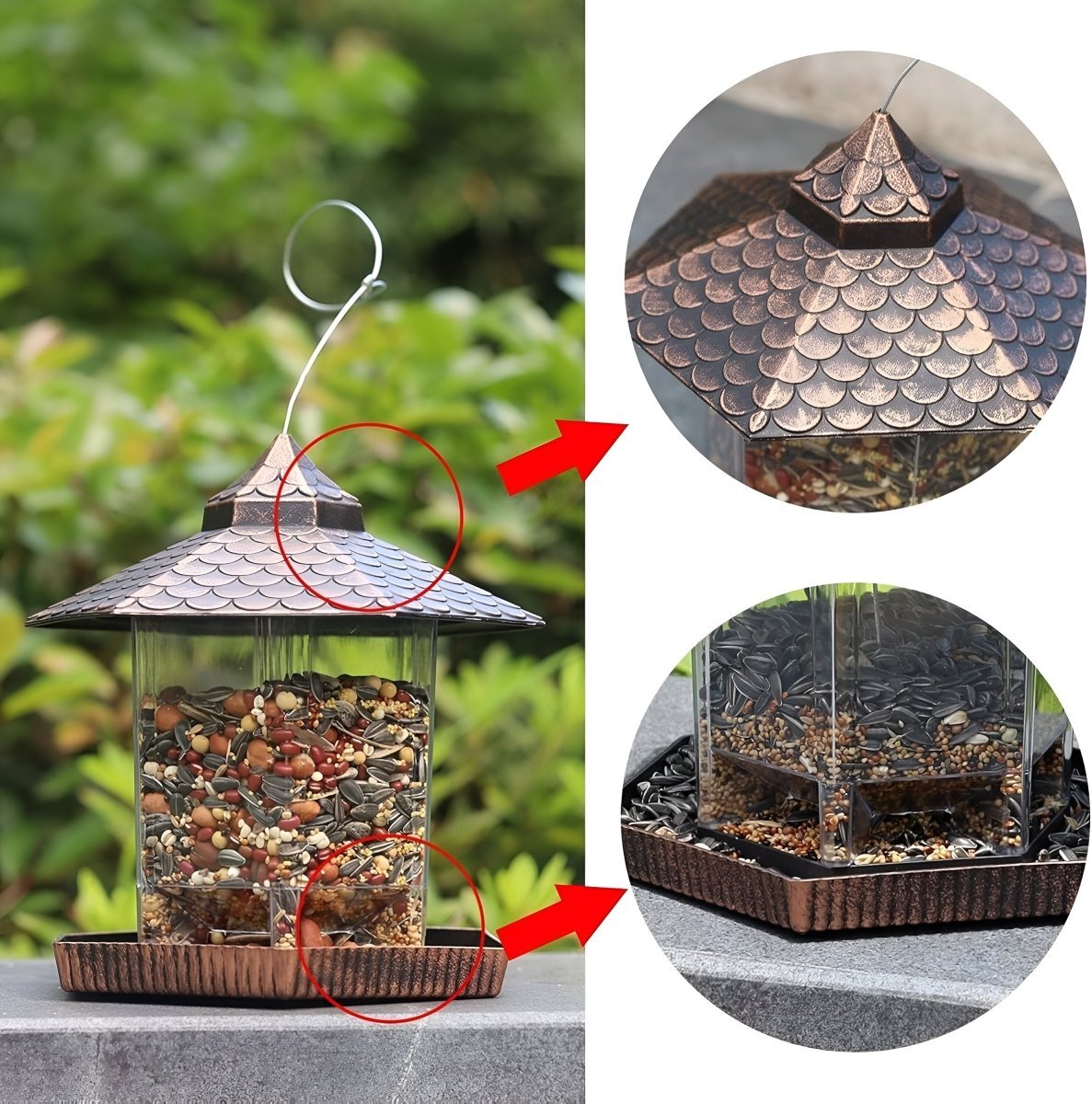 Stylish Copper-Style Bird Feeder for Durable Hanging Decor