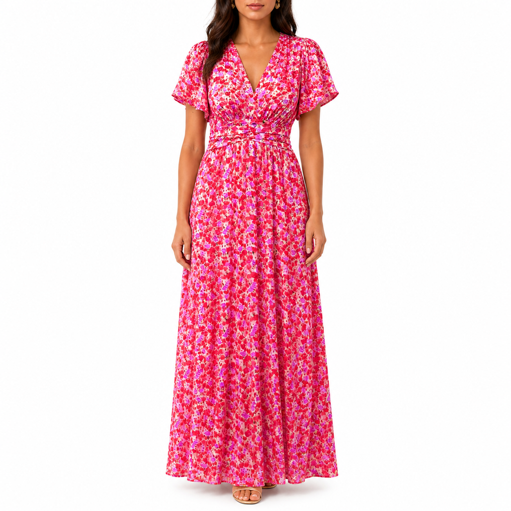 Women's Floral V-Neck Summer Dress | Maxi