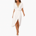 Women's Boho Style V-Neck White Summer Dress | Midi
