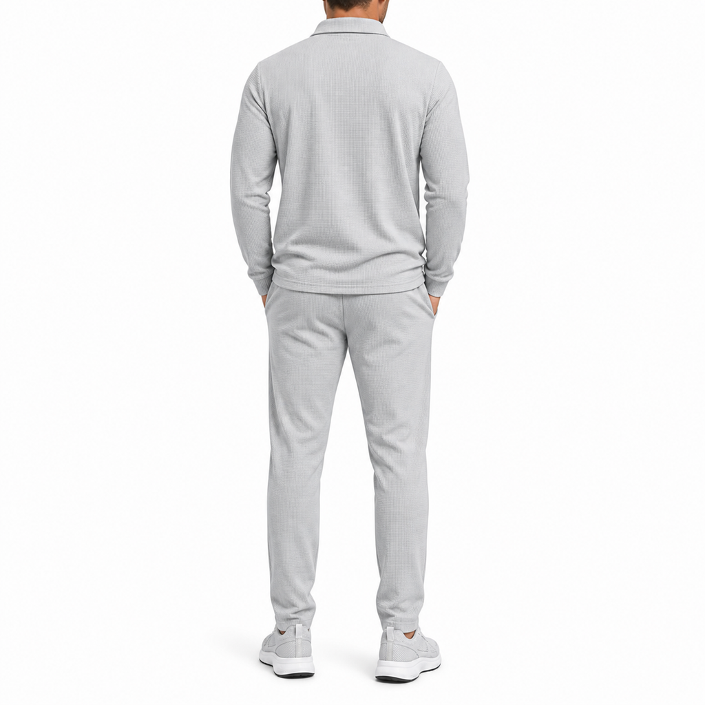 Men's 2-Piece Tracksuit Set | Long Sleeve Quarter-Zip Polo and Jogger Pants