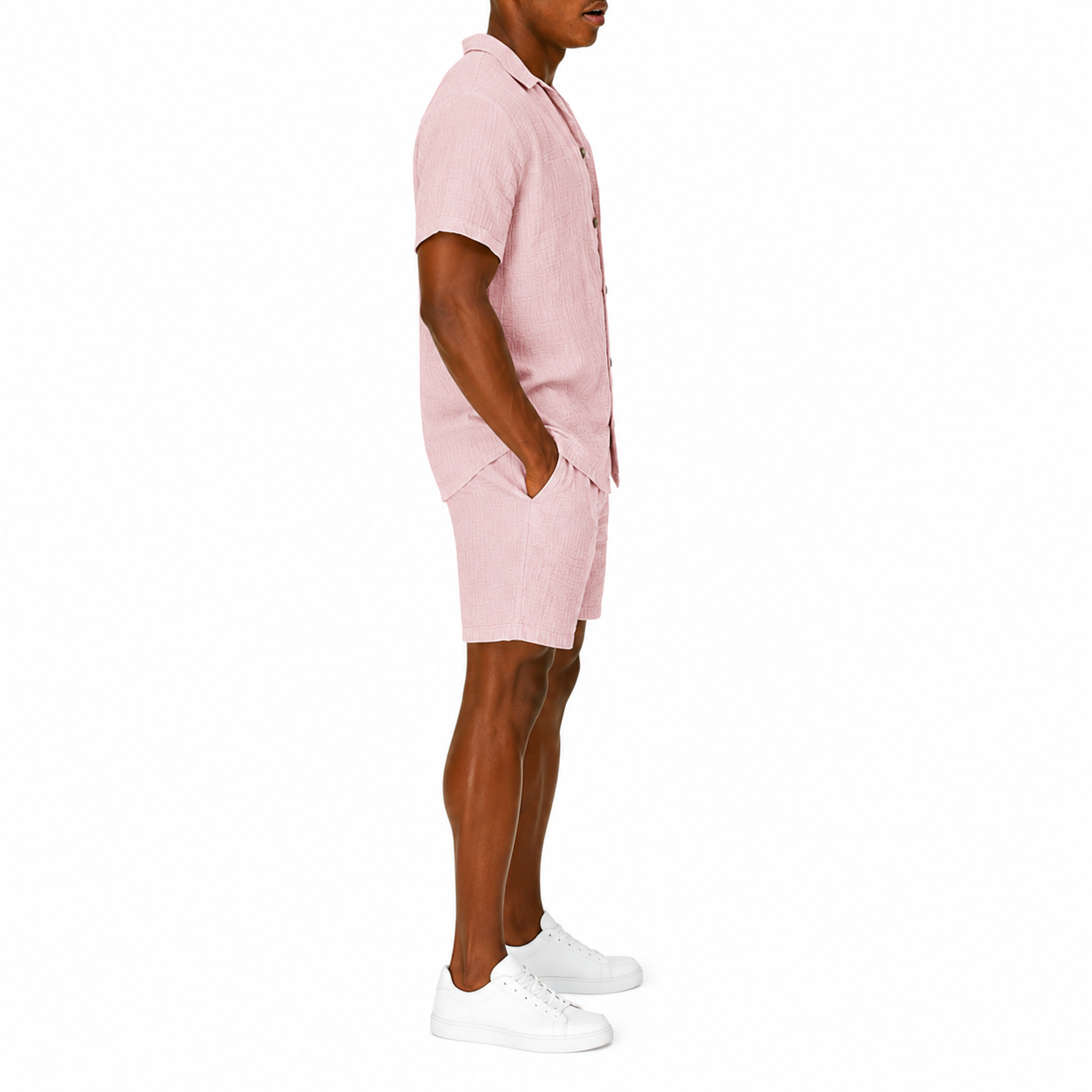 Men's Summer 2-Piece Casual Set | Short Sleeve Shirt and  Drawstring Shorts