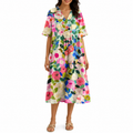 Women's Floral V-Neck Summer Beach Dress | Midi