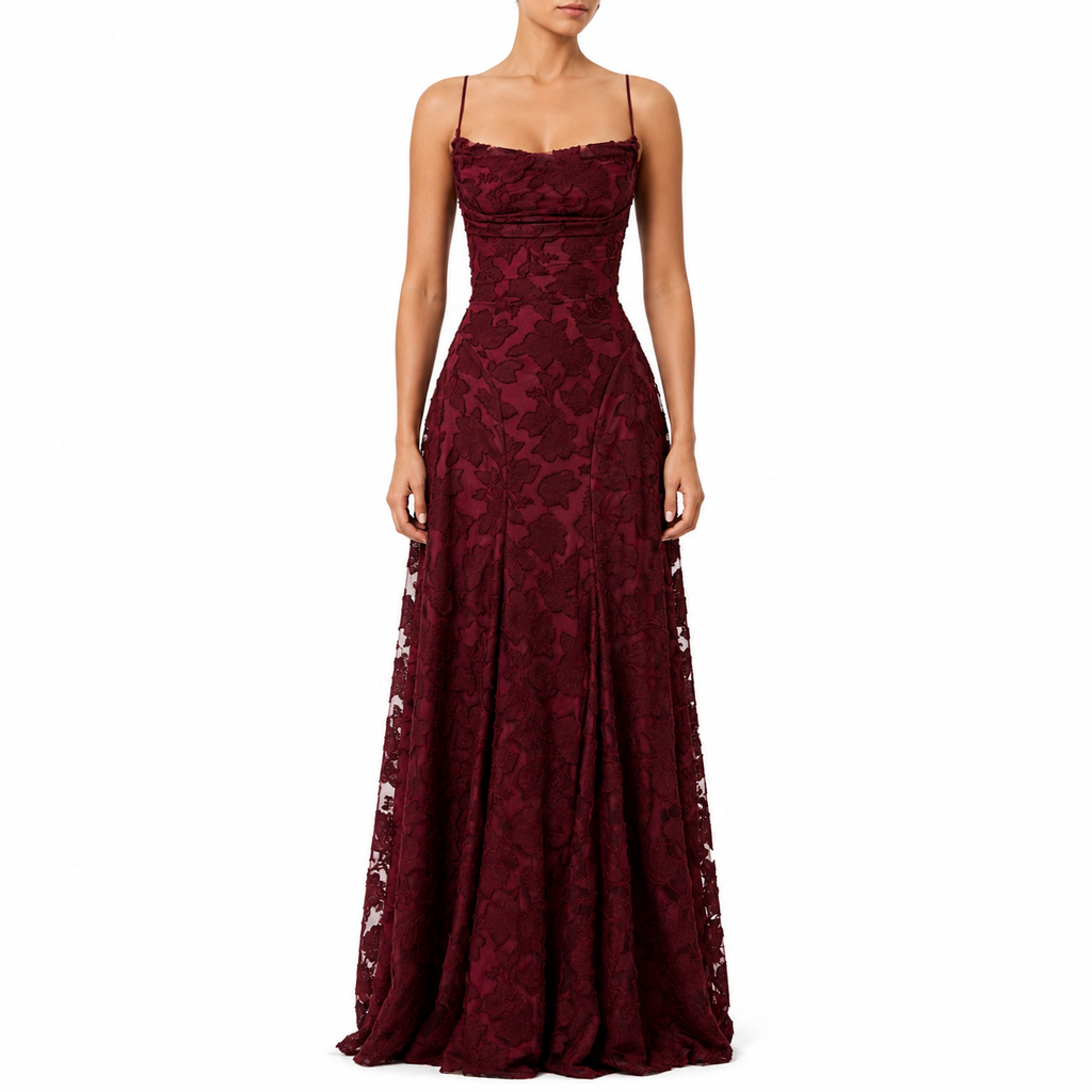 Women's Floral Backless Spaghetti Strap Prom Dress | Maxi