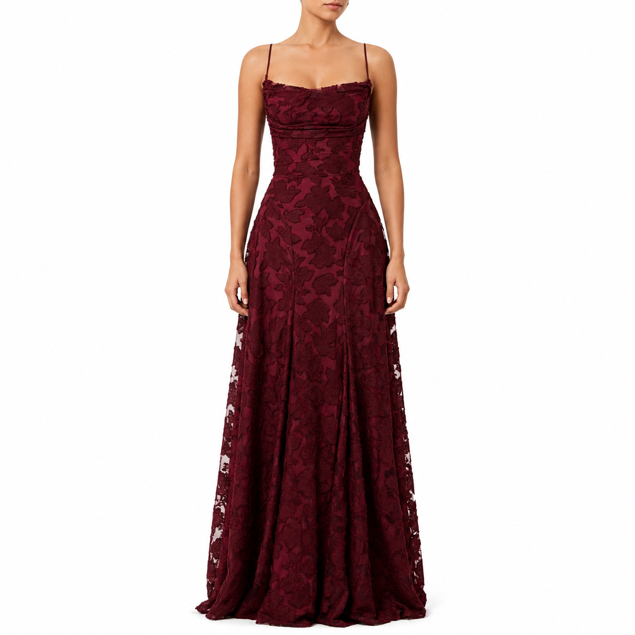 Women's Floral Backless Spaghetti Strap Prom Dress | Maxi