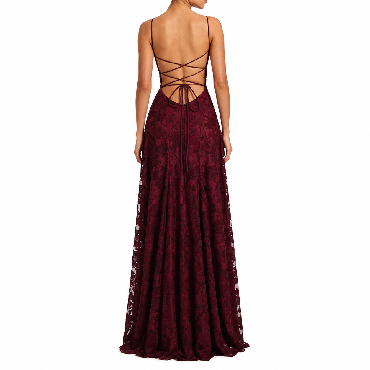 Women's Floral Backless Spaghetti Strap Prom Dress | Maxi