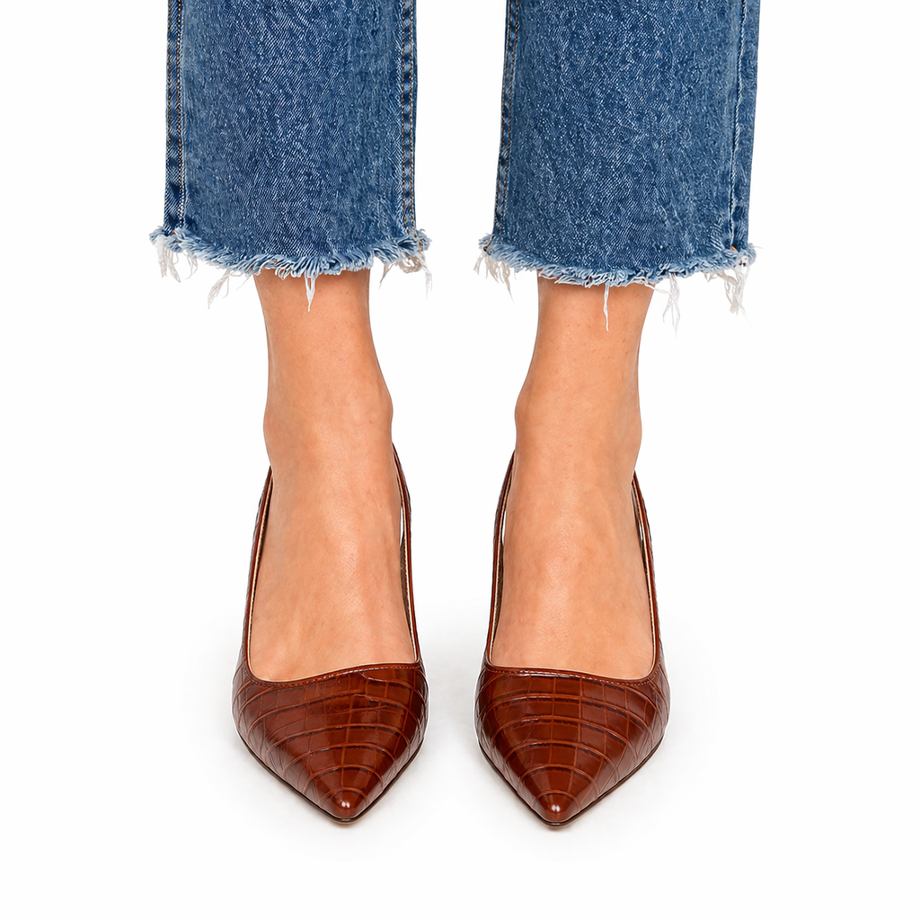 Women's Pointed-Toe Slingback Pumps | Mid Chunky Heel