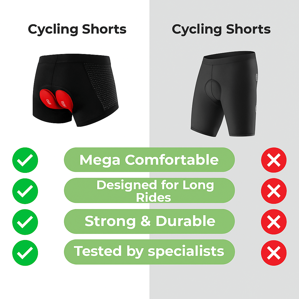 Gel-Padded Cycling Shorts for Comfort and Saddle Pain Relief