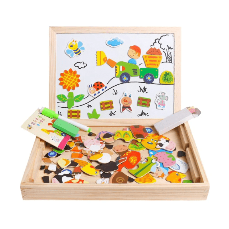 Dual-Sided Drawing Board for Kids with Magnetic Surface and Chalkboard