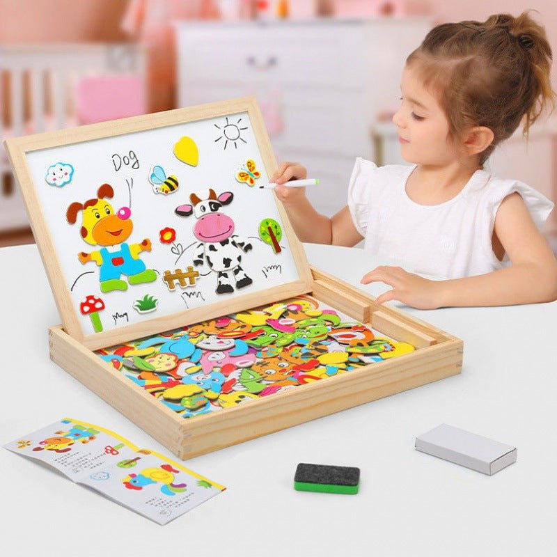 Dual-Sided Drawing Board for Kids with Magnetic Surface and Chalkboard
