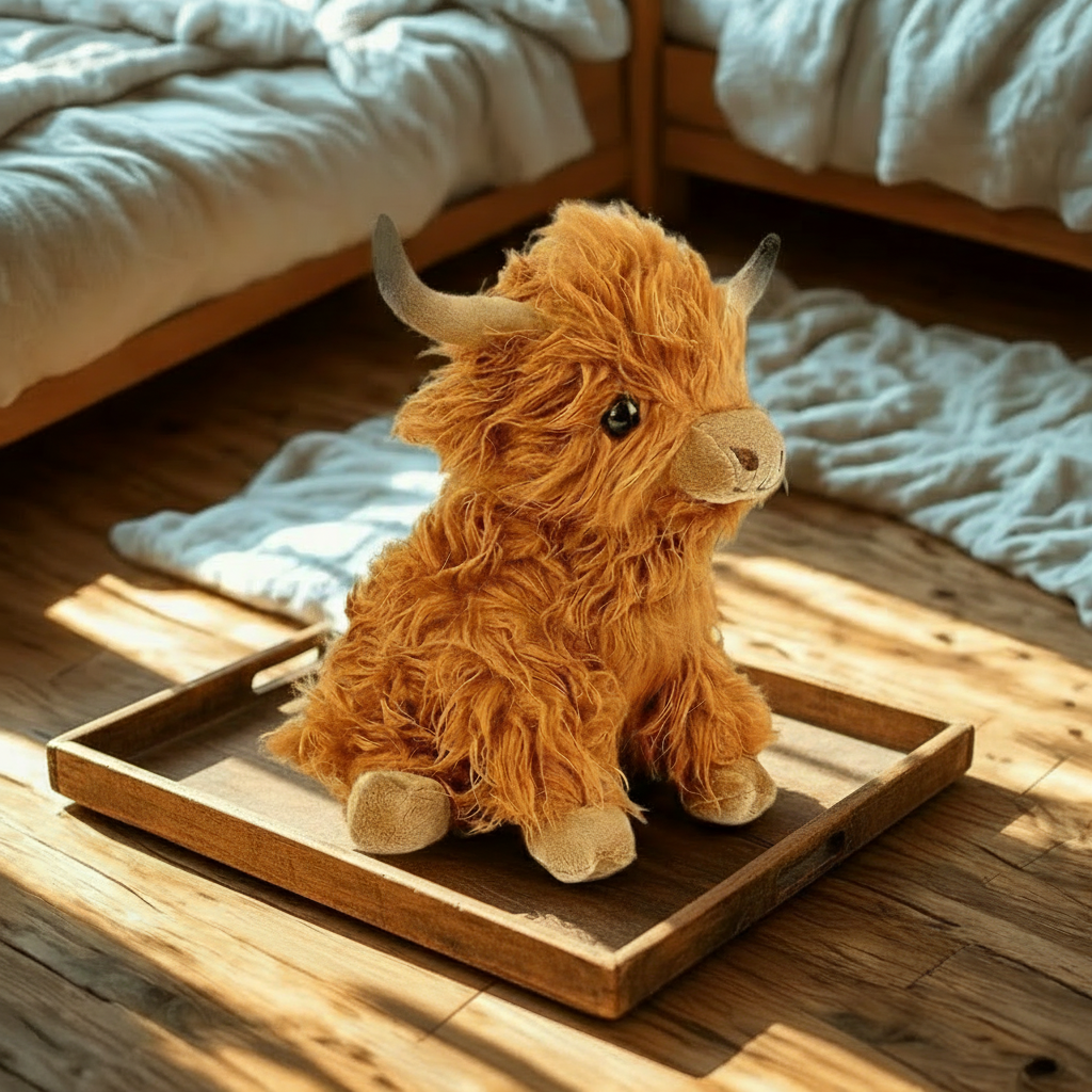 Soft Plush Highland Cow – Cute Cuddle Toy for Friends