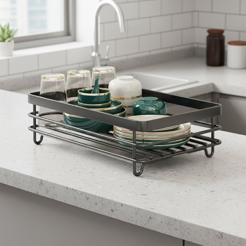 Collapsible Stainless Steel Dish Rack - Space-Efficient Design for Contemporary Kitchens
