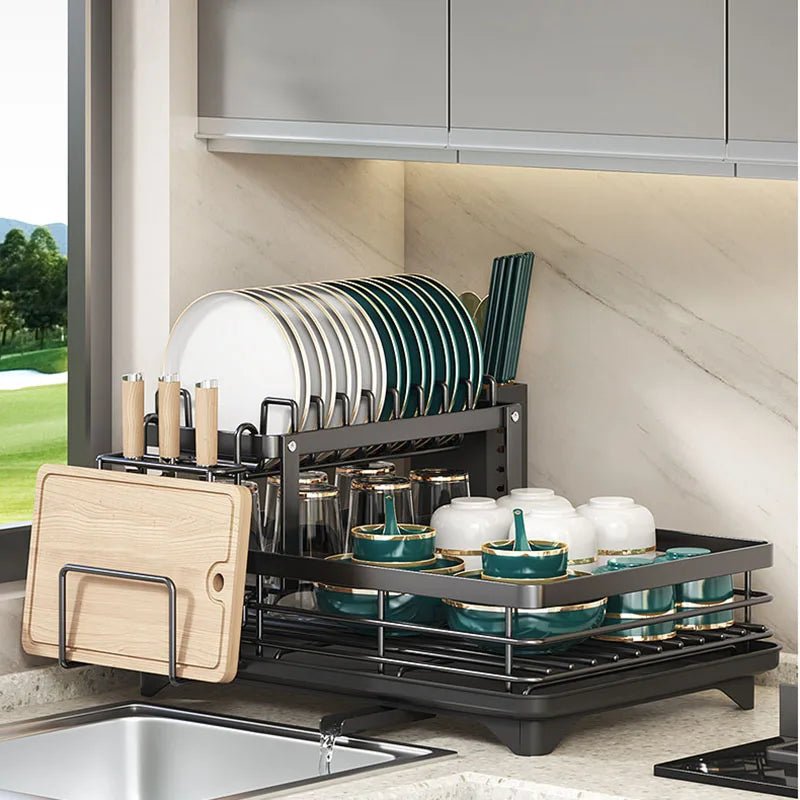 Collapsible Stainless Steel Dish Rack - Space-Efficient Design for Contemporary Kitchens