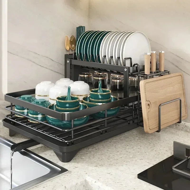 Collapsible Stainless Steel Dish Rack - Space-Efficient Design for Contemporary Kitchens