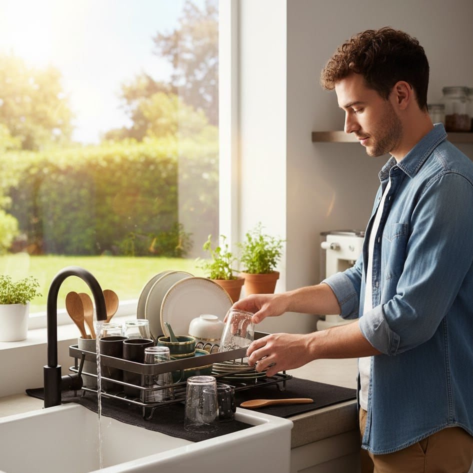 Collapsible Stainless Steel Dish Rack - Space-Efficient Design for Contemporary Kitchens