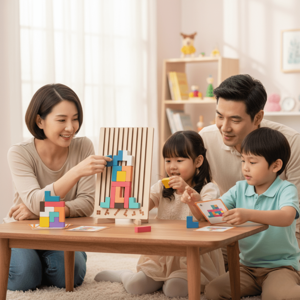 Wooden Tetris Puzzle for Creative Stacking and Logic Development