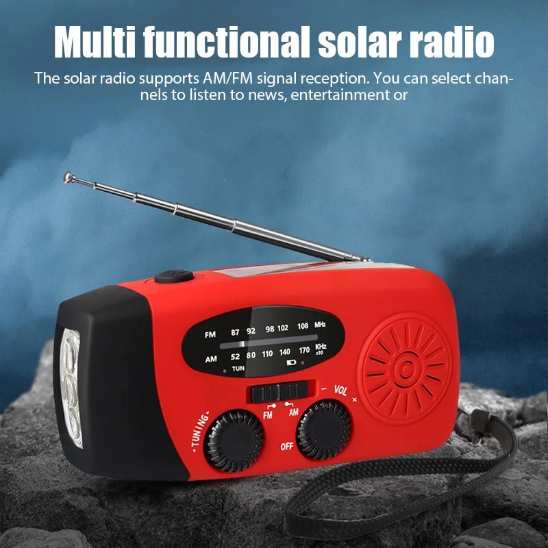 Multifunctional Emergency Radio with LED Light, Hand Crank Power, and Weather Alerts