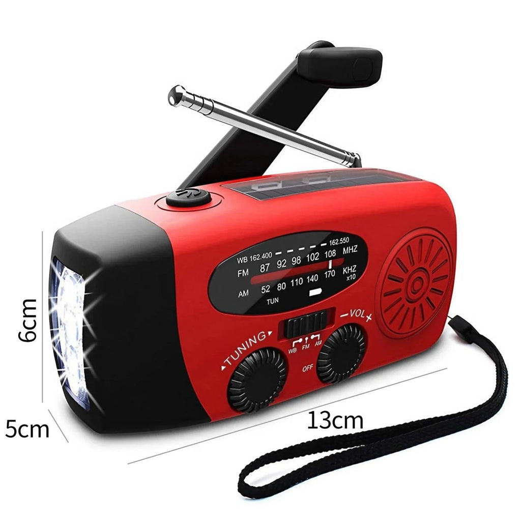 Multifunctional Emergency Radio with LED Light, Hand Crank Power, and Weather Alerts