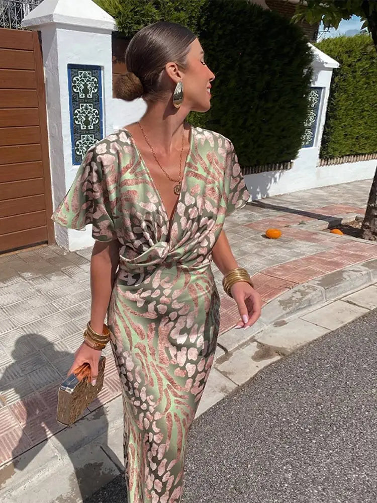 Women's V-Neck Wedding Guest Dress | Maxi