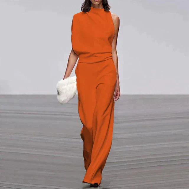 Women's Casual One-Shoulder Jumpsuit | With Wide Leg