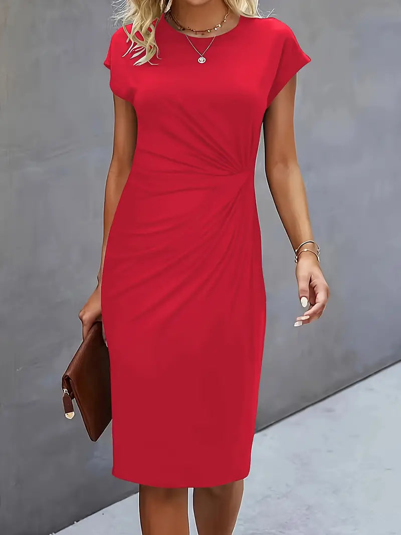 Women's Round Neck Cocktail Dress | Midi