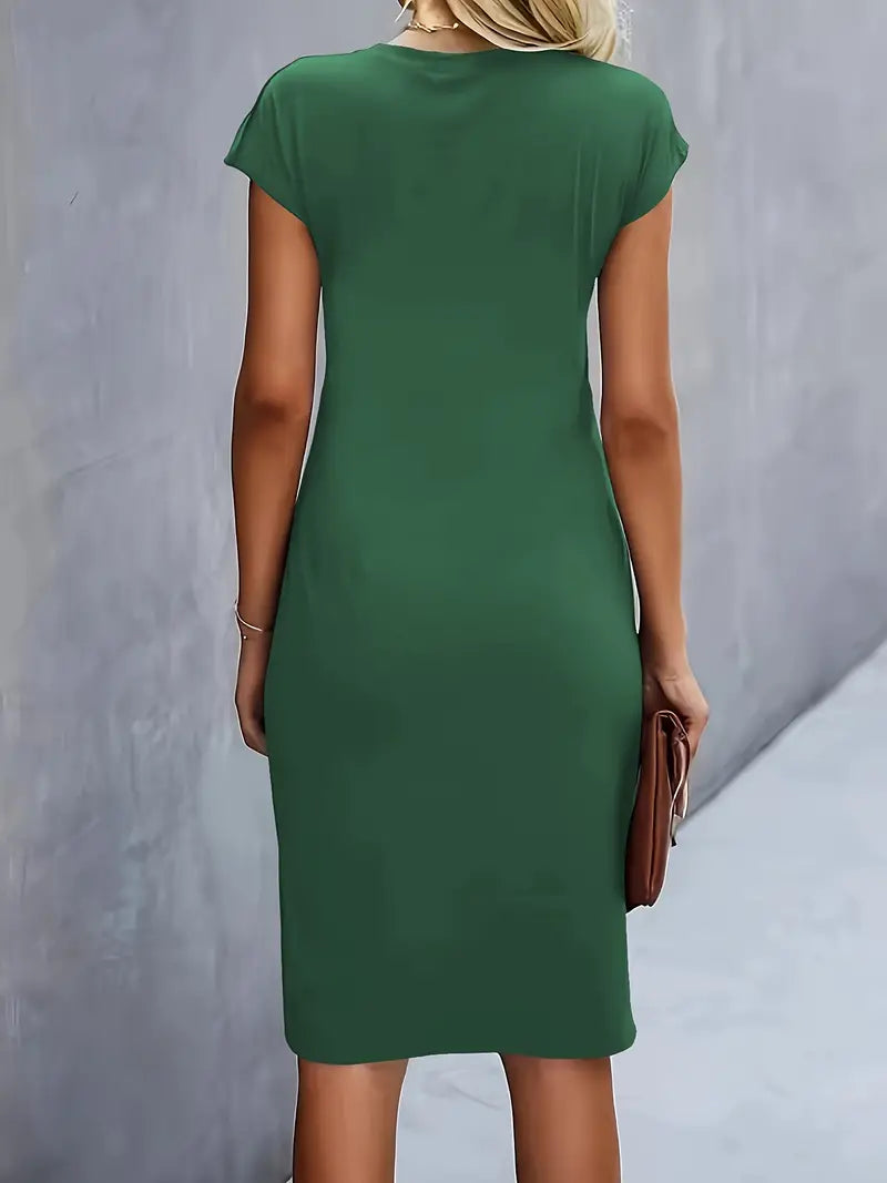 Women's Round Neck Cocktail Dress | Midi