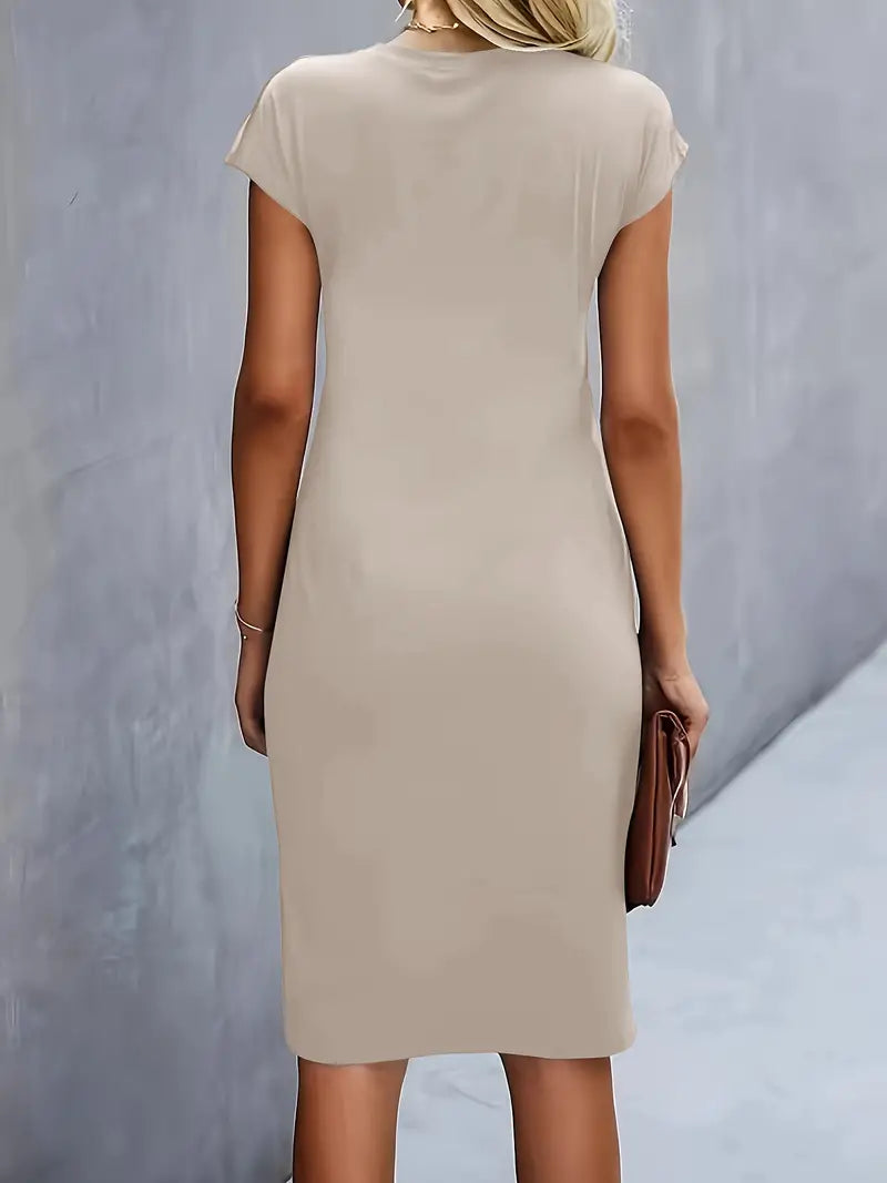 Women's Round Neck Cocktail Dress | Midi